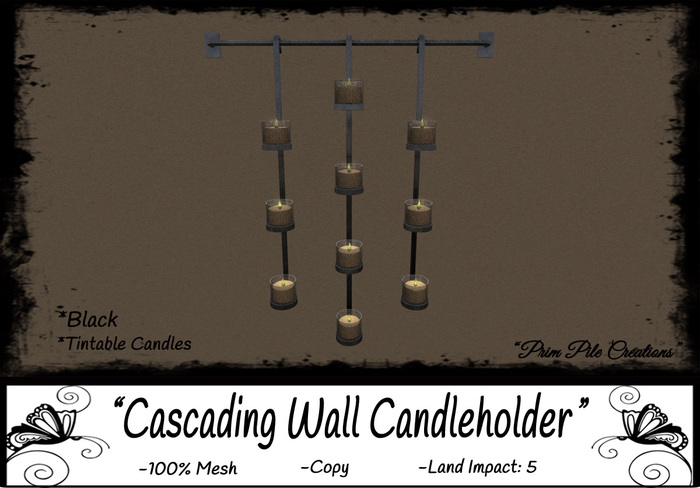 ~PPC~ Cascading Wall Candleholder BLK  