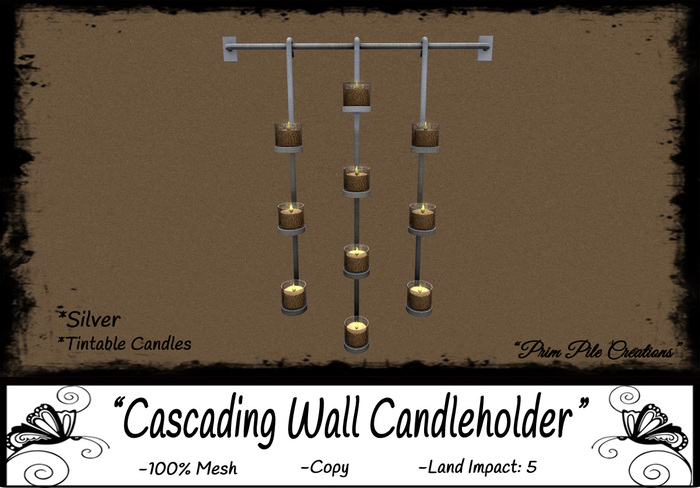 ~PPC~ Cascading Wall Candleholder SILVER BOXED