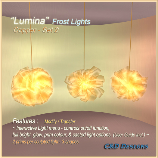 C&D Designs - "Lumina" Frost Lights - Copper - Set 2