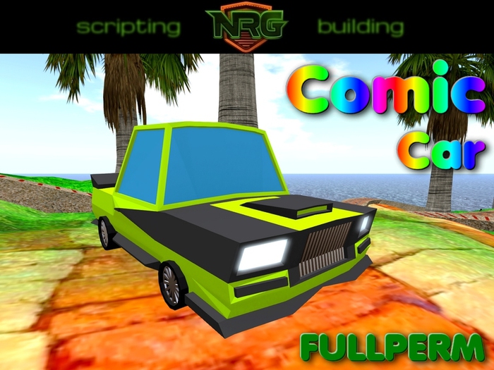*NRG* Comic Car - Cartoon Car - Funny Car - Low Poly Art - High LOD Mesh - Full Permissions - Not Scripted