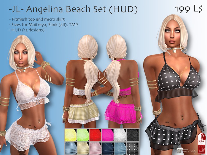 -JL- Angelina Beach Set (HUD) for Maitreya, Slink (all), TMP