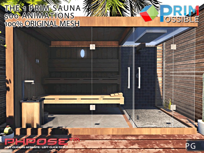 1 Prim Mesh Cuddle Sauna PG