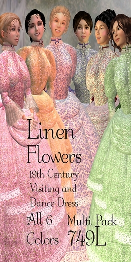  Linen Flowers Victorian Dress Multi Pack