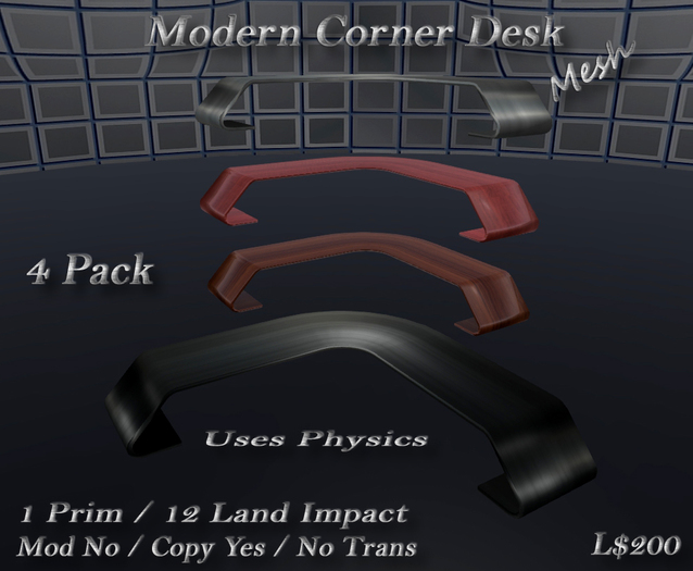 Second Life Marketplace Modern Corner Desk