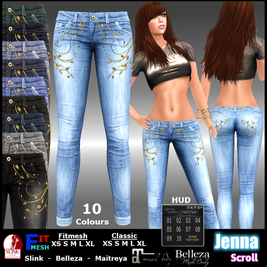 Jenna - Skinny Jeans - (Scroll Leaf)