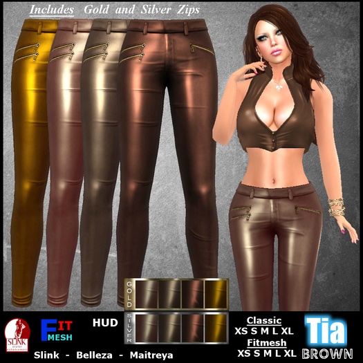 Tia Skinny Leather Pants HUD (Fat Pack - BROWN)