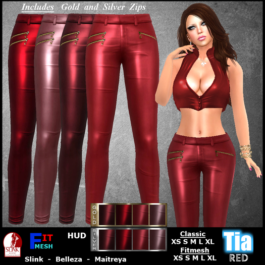 Tia Skinny Leather Pants HUD (Fat Pack - RED)