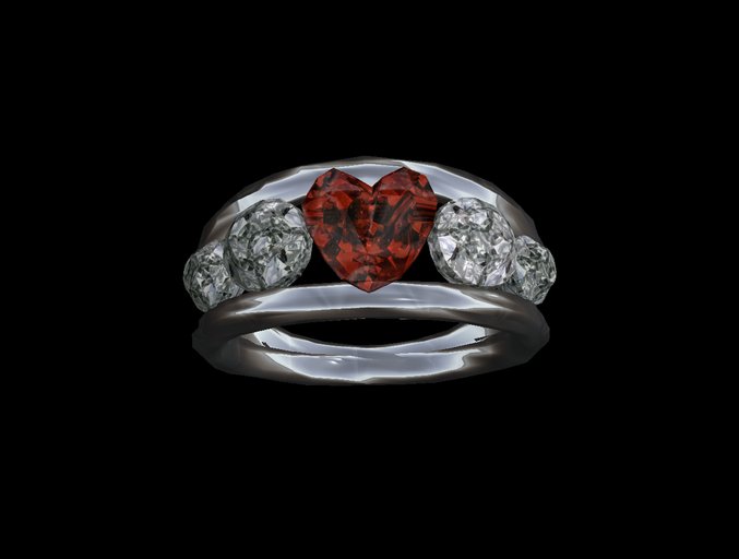 Alien's Creations Heart Shape Ring Red