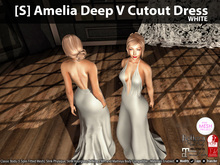 [S] Amelia Deep V Cutout Dress White
