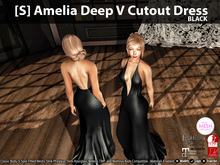 [S] Amelia Deep V Cutout Dress Black