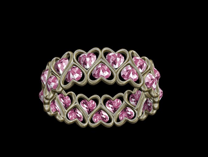 Alien's Creations Gold Hearts with Pink Stones Bracelet