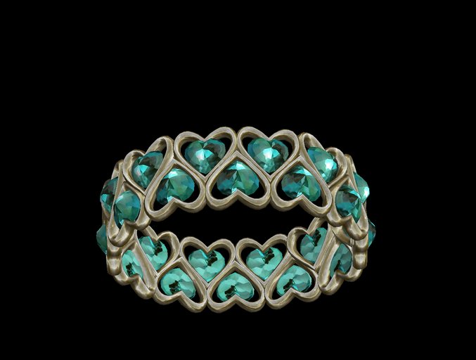 Alien's Creations Gold Hearts with Green Stones Bracelet