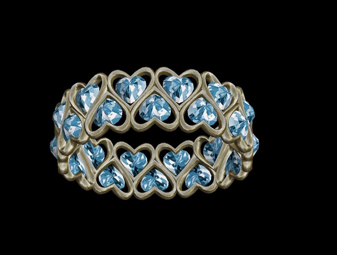 Alien's Creations Gold Hearts with Blue Stones Bracelet