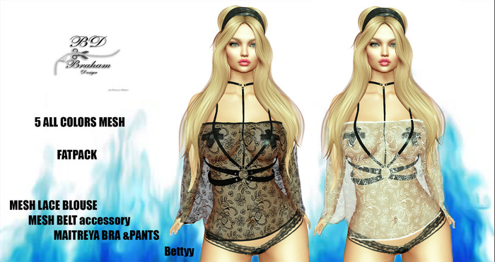 Braham Design All Colors Bettyy Lace Blouse Belt Mesh