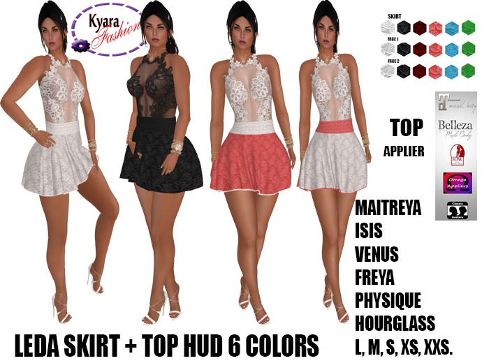 Kyarafashion Leda Top and Skirt Fitmesh 6 Options 3 Faces