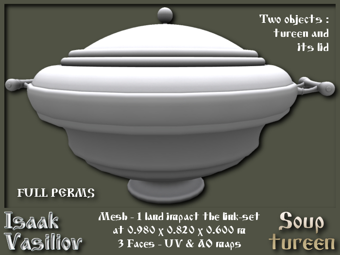 Soup tureen - 1 LI - 2 FULL PERMS Meshes