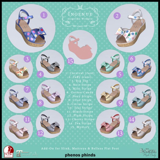 Ingenue :: Angelika Wedges :: Teal Stripe
