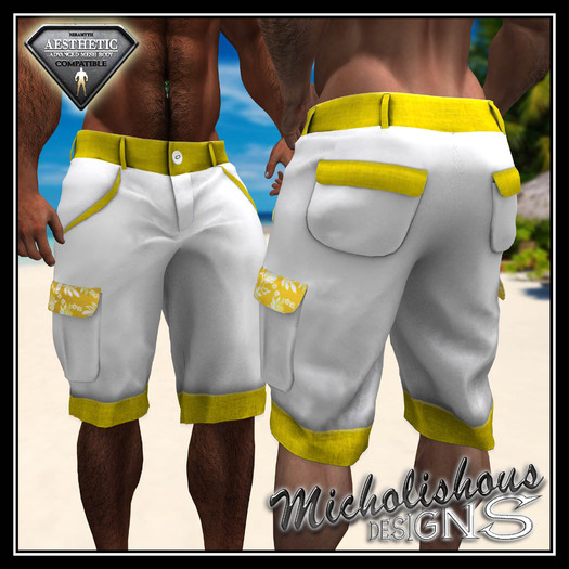 *Mikolishous Designs* Cargo Shorts -Tropical Yellow