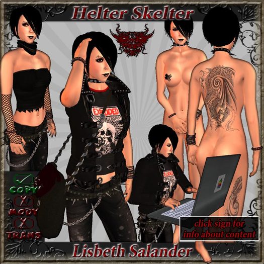 ~ HeLtEr SkElTeR ~ Lisbeth Salander COMPLETE AVATAR - Stieg Larsson - Millenium - Goth