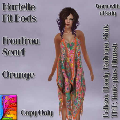 Marielle Fit Bods FrouFrou Scarf Orange ~OF~ Boxed