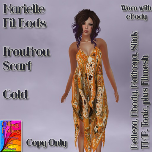 Marielle Fit Bods FrouFrou Scarf Gold ~OF~ Boxed