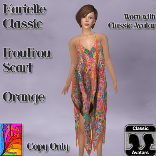 Marielle Classic FrouFrou Scarf Orange ~OF~ Boxed