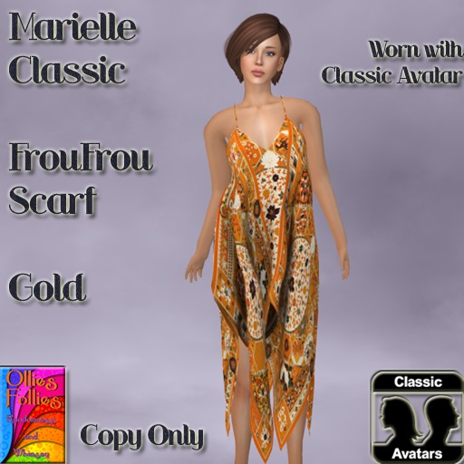 Marielle Classic FrouFrou Scarf Gold ~OF~ Boxed