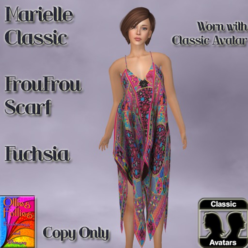 Marielle Classic FrouFrou Scarf Fuchsia ~OF~ Boxed