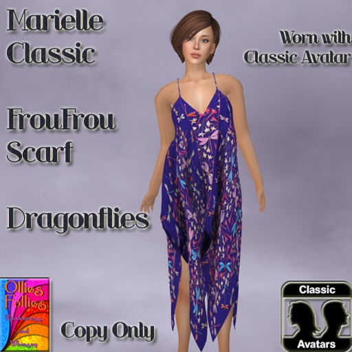Marielle Classic FrouFrou Scarf Dragonflies ~OF~ Boxed