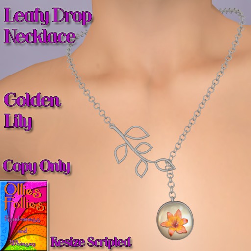 Leafy Drop Necklace Golden Lily ~OF~  Boxed