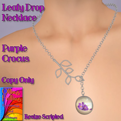 Leafy Drop Necklace Purple Crocus ~OF~ Boxed