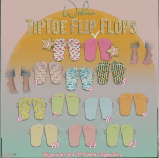 .Wishes. ~ 5 ~ TipToe Flip Flops ~ Pineapple
