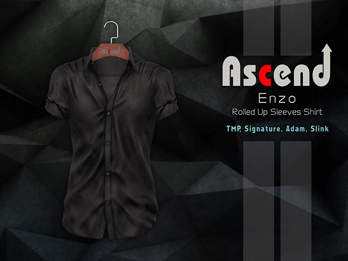 //Ascend// Enzo Shirt with Tie - Plain Black