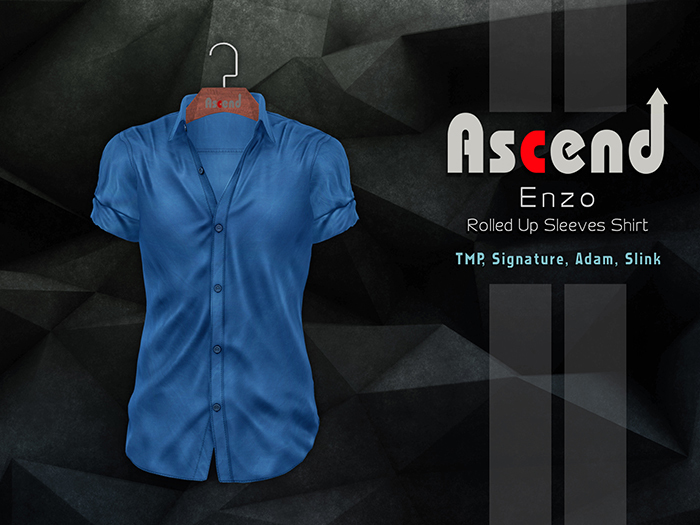 //Ascend// Enzo Shirt with Tie - Plain Royal Blue