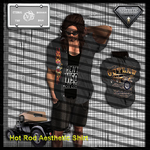 Hotrod Design Rockabilly Charcoal Aesthetic Unbuttoned Shirt