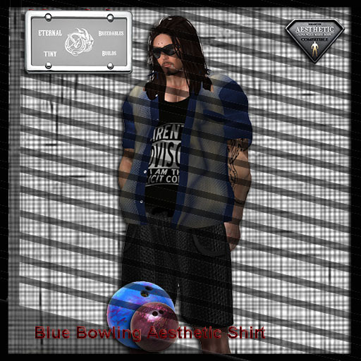 Rockabilly  Blue Bowling Aesthetic Unbuttoned Shirt