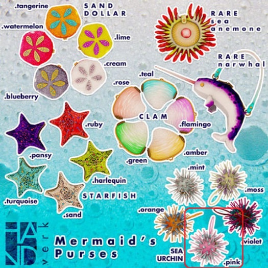 [HANDverk]Mermaid's Purse.sea urchin.pink 