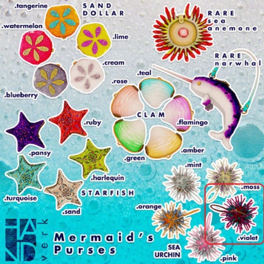 [HANDverk]Mermaid's Purse.sea urchin.violet 