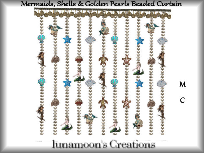 Mermaids, Shells & Golden Pearls Beaded Curtain