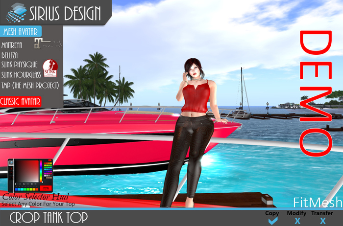 Sirius Design Crop Tank Top DEMO Boxed==DEMO==