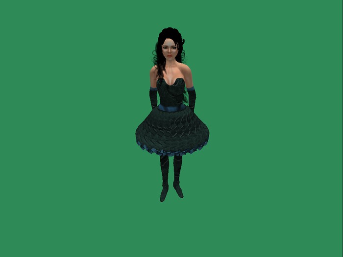 Jackie green leather and teal satin skirt outfit