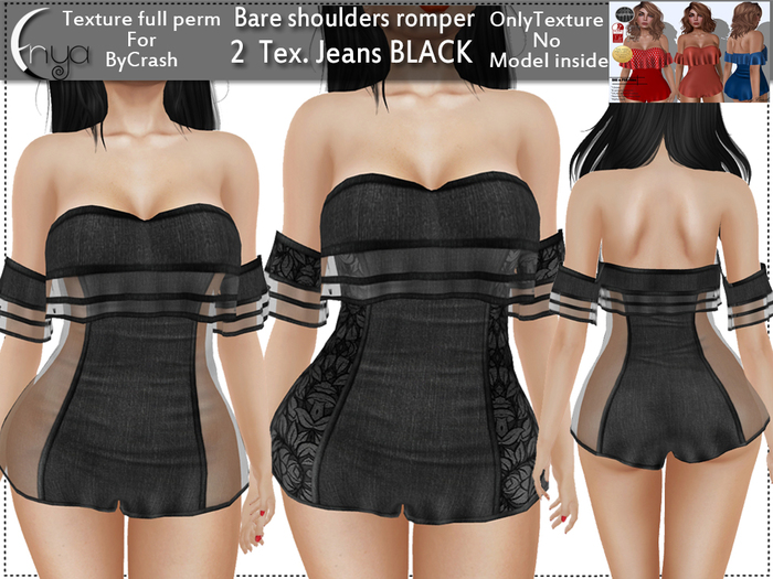 Enya-ByCrash-Bare shoulders romper-2Tex.Jeans BLACK-W