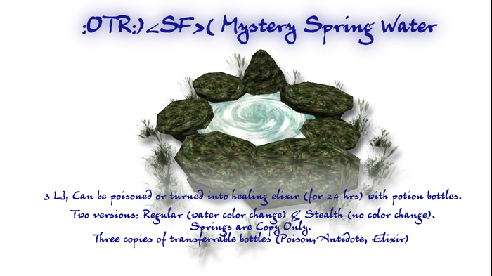 :OTR:)<SF>( Mystery Spring Water & Potion Bottles