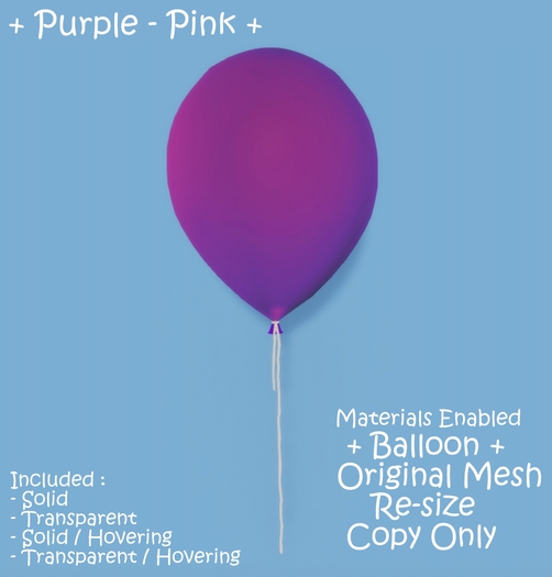 || When I'm Bored || Decor || 100% Mesh || Balloon - Purple -Pink