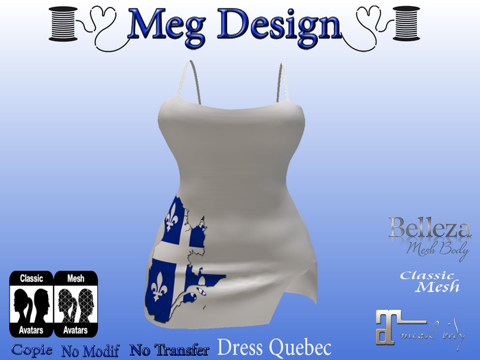 Second Life Marketplace dress quebec white