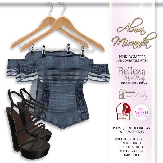 .: AlmaMiranda :. Blue Bare Shoulder Romper