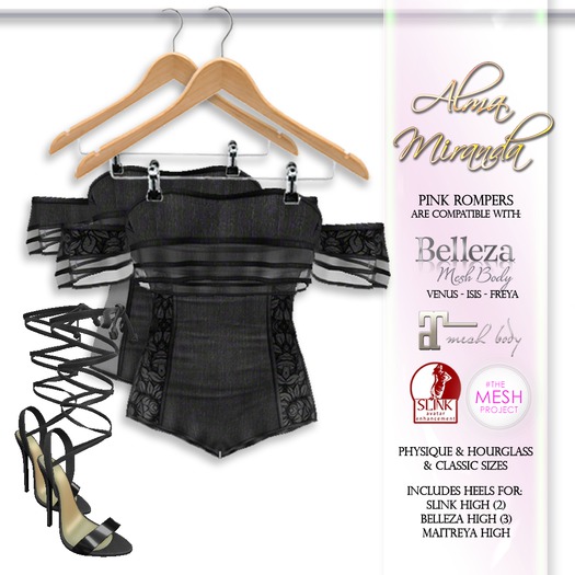 .: AlmaMiranda :. Black Bare Shoulder Romper