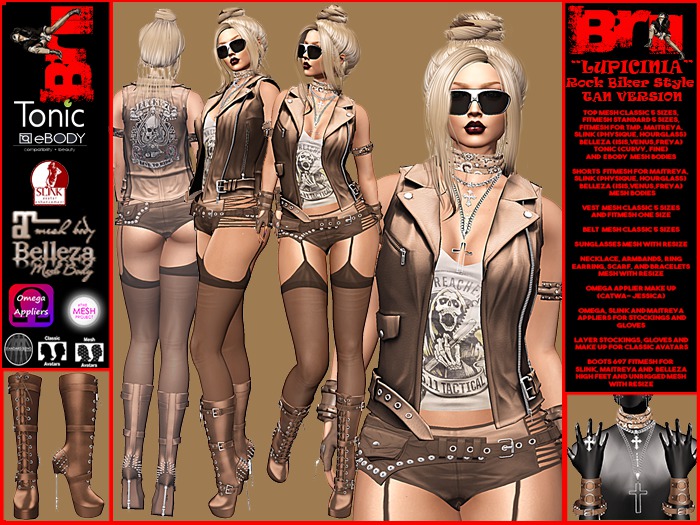 **LUPICINIA TAN VERSION ROCK BIKER STYLE COMPLET OUTFIT **