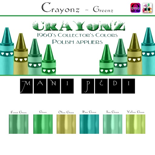 ~Mani Pedi~ Crayonz ~ Greenz Polish - Omega HUD
