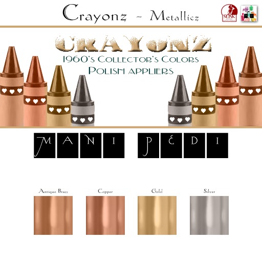 ~Mani Pedi~ Crayonz ~ Metallicz Polish - Slink HUD
